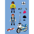 JUCARIE DE ROL POLITIST CU MOTOCICLETA IN URMARIREA HOTULUI - PLAYMOBIL (PM72079)