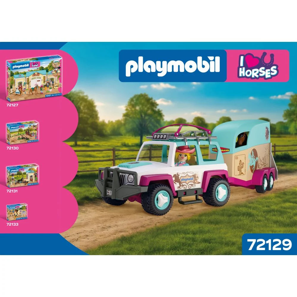JUCARIE DE ROL MASINA CU REMORCA PENTRU TRANSPORTAT CAI - PLAYMOBIL COUNTRY (PM72129)