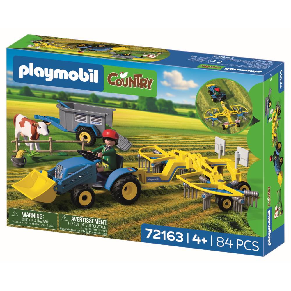 JUCARIE DE ROL TRACTOR MIC CU GREBLA PENTRU ADUNAT FAN - PLAYMOBIL COUNTRY (PM72163)