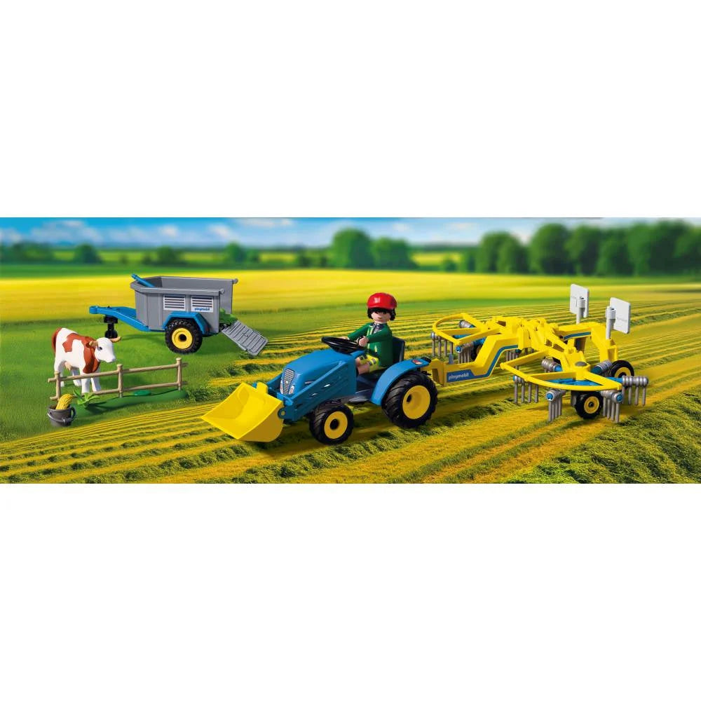 JUCARIE DE ROL TRACTOR MIC CU GREBLA PENTRU ADUNAT FAN - PLAYMOBIL COUNTRY (PM72163)