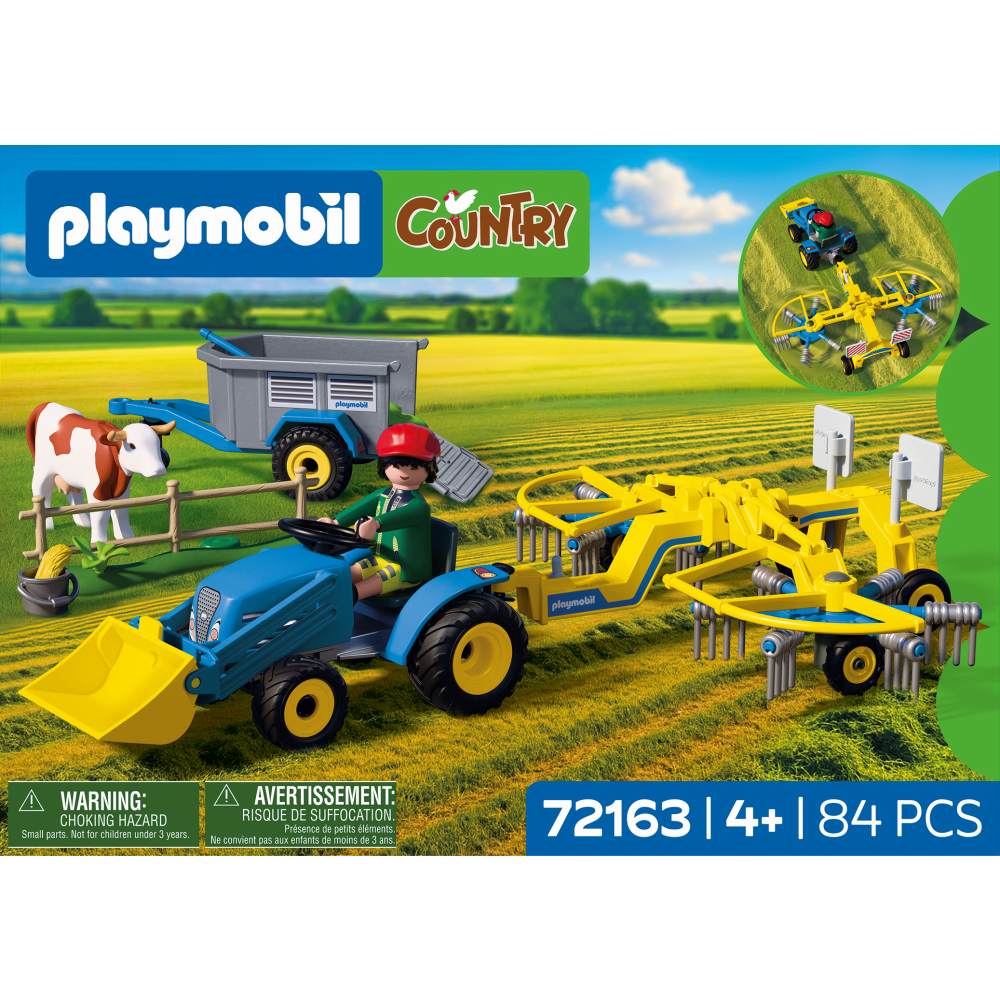 JUCARIE DE ROL TRACTOR MIC CU GREBLA PENTRU ADUNAT FAN - PLAYMOBIL COUNTRY (PM72163)
