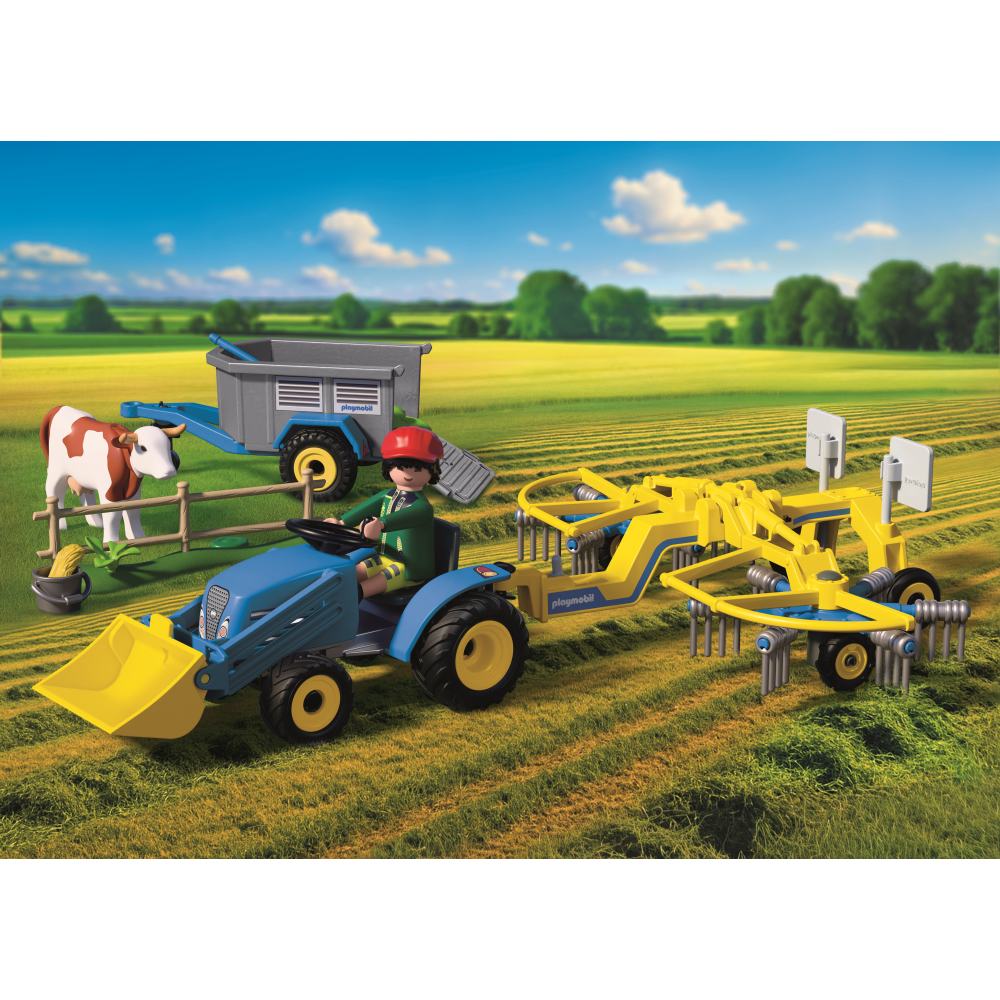 JUCARIE DE ROL TRACTOR MIC CU GREBLA PENTRU ADUNAT FAN - PLAYMOBIL COUNTRY (PM72163)