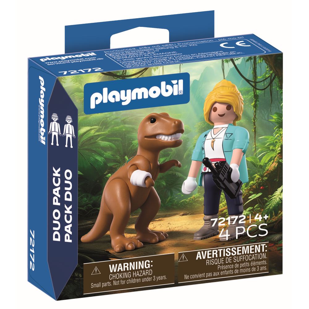 SET 2 FIGURINE EXPLORATOARE SI T-REX - PLAYMOBIL DINOS (PM72172)