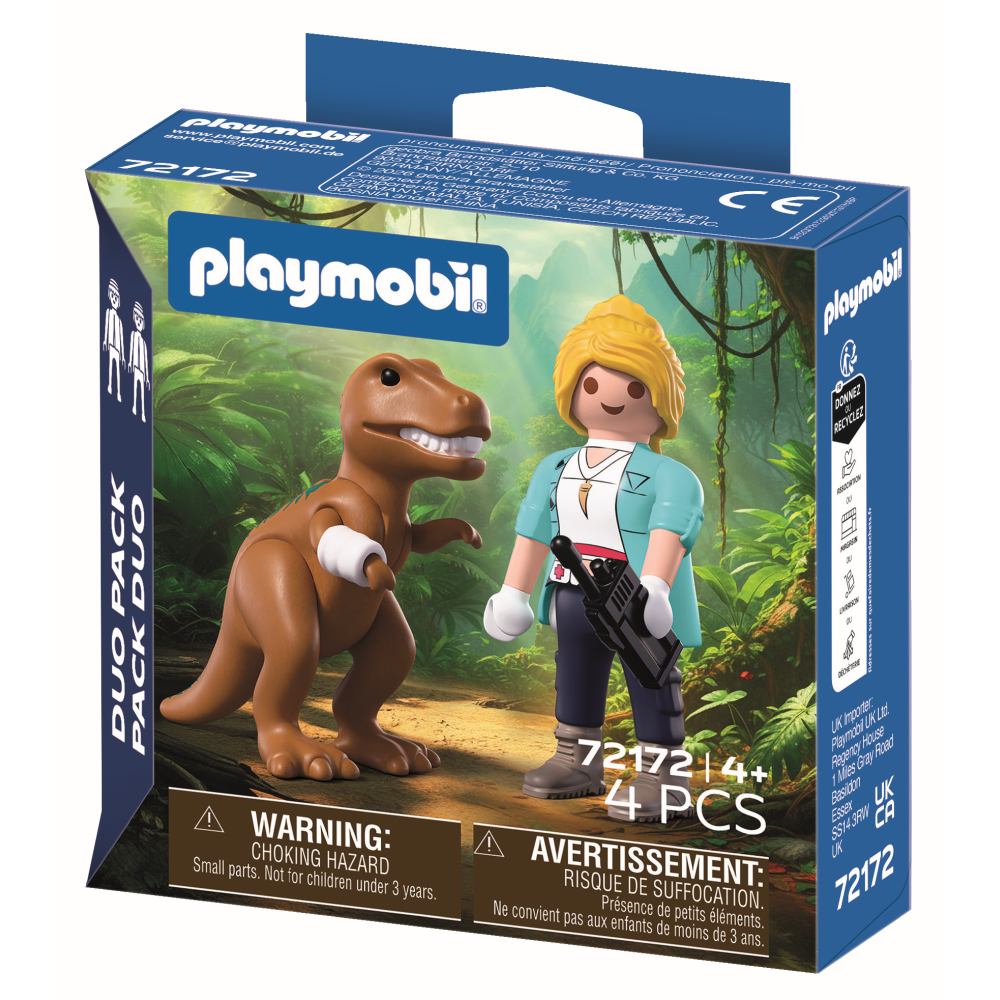 SET 2 FIGURINE EXPLORATOARE SI T-REX - PLAYMOBIL DINOS (PM72172)