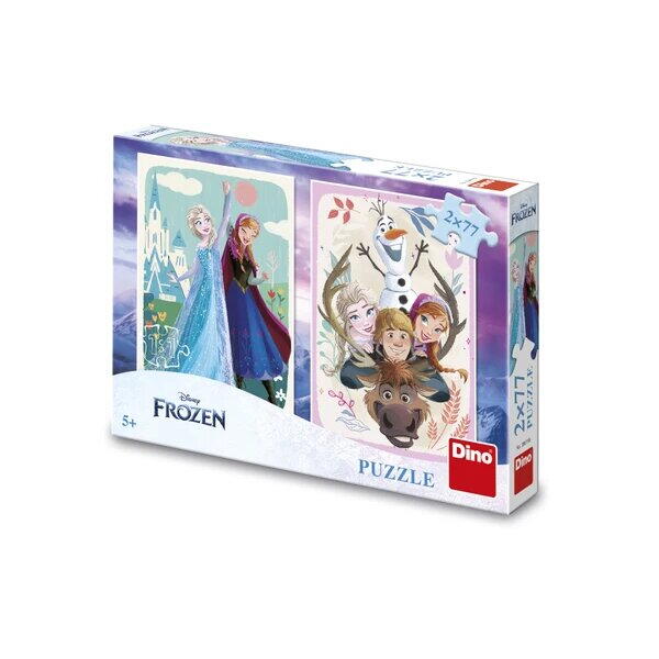 2 IN 1 PUZZLE - ANNA AND ELSA (2 X 77 PIECES) - DINO (386198)