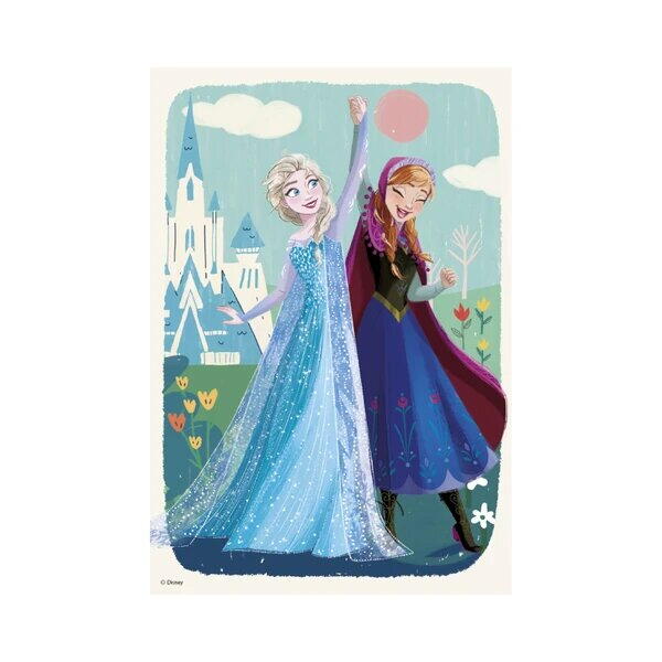 2 IN 1 PUZZLE - ANNA AND ELSA (2 X 77 PIECES) - DINO (386198)
