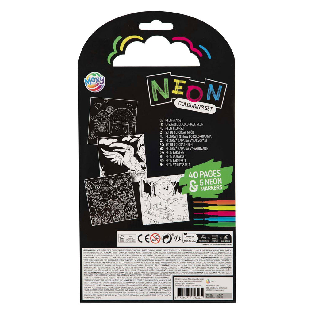 CARTE DE COLORAT CU CARIOCI NEON - ANIMALUTE - MOXY (150137-1)