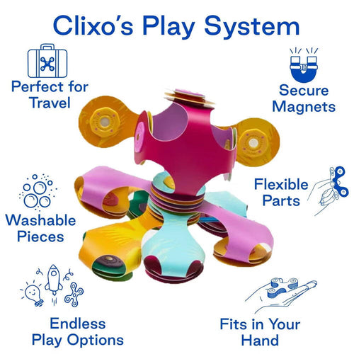 CLIXO® JOC MAGNETIC DE CONSTRUIT - TINY & MIGHTY - PASARI TROPICALE (9 PIESE) - CLIXO (CL-MITY-BD-4)