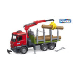 WOOD TRUCK MERCEDES BENZ AROCS WITH GRAIFER LOADING CRANE AND 3 LOGS - BRUDER (BR03669)