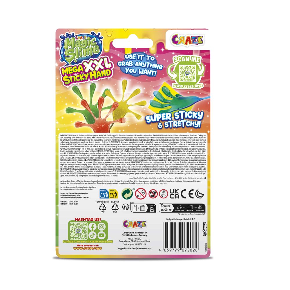 MANA LIPICIOASA SI ELASTICA DIN SLIME DIVERSE CULORI DESIGN NOU - CRAZE (CRZ72028)