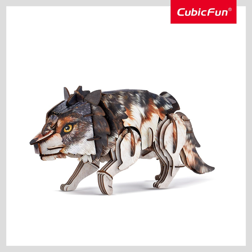 NATIONAL GEOGRAPHIC ANIMALE SALBATICE PUZZLE 3D LUP CENUSIU 58 PIESE - CUBIC FUN (CUDS1073h)