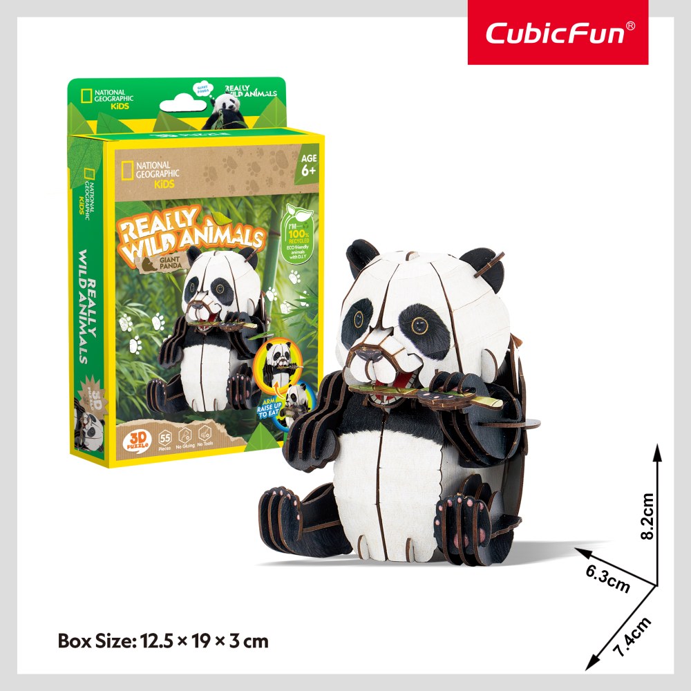 NATIONAL GEOGRAPHIC ANIMALE SALBATICE PUZZLE 3D PANDA 55 PIESE - CUBIC FUN (CUDS1075h)