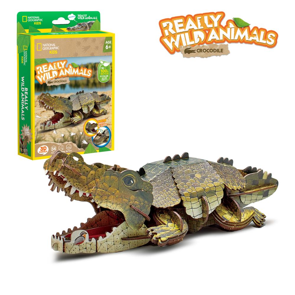 NATIONAL GEOGRAPHIC ANIMALE SALBATICE PUZZLE 3D CROCODIL 54 PIESE - CUBIC FUN (CUDS1076h)