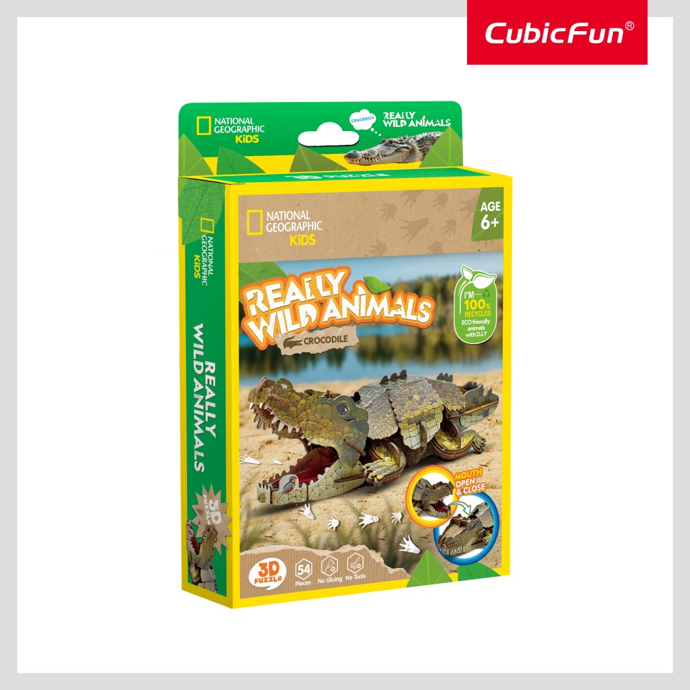 NATIONAL GEOGRAPHIC ANIMALE SALBATICE PUZZLE 3D CROCODIL 54 PIESE - CUBIC FUN (CUDS1076h)