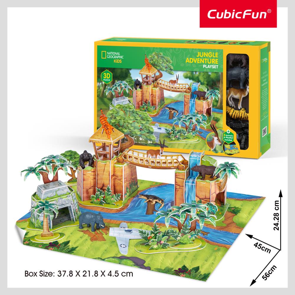 SET DE JOACA 3D AVENTURA IN JUNGLA 65 PIESE - CUBIC FUN (CUDS1077h)
