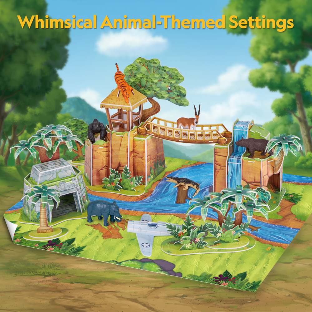 SET DE JOACA 3D AVENTURA IN JUNGLA 65 PIESE - CUBIC FUN (CUDS1077h)