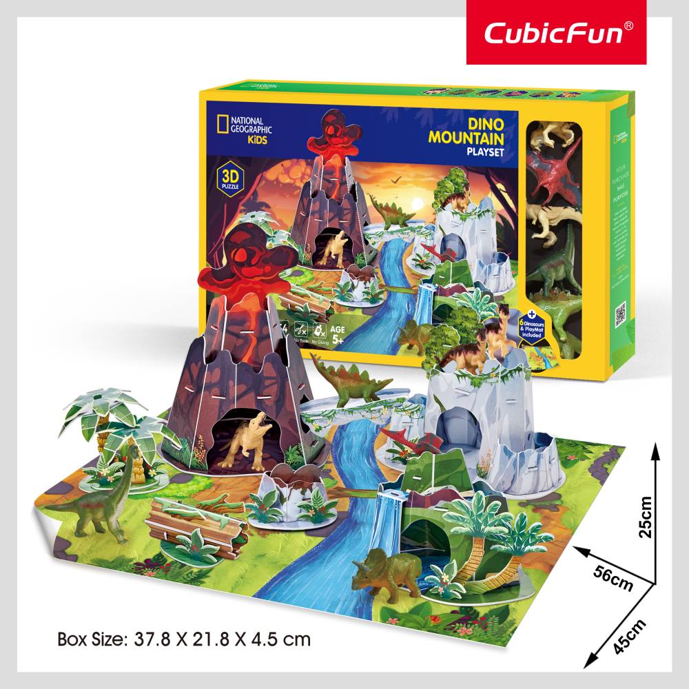 SET DE JOACA 3D MUNTELE DINOZAURILOR 54 PIESE - CUBIC FUN (CUDS1078h)