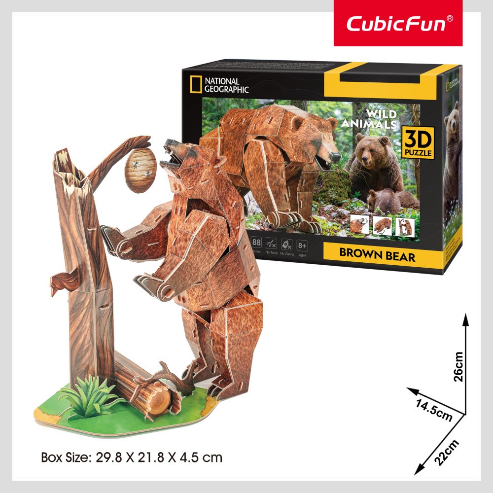 CUBIC FUN - 3D PUZZLE BROWN BEAR 88 PIECES - CUBIC FUN (CUDS1096h)