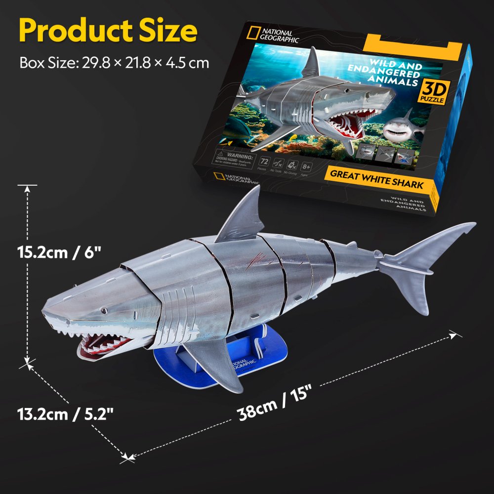 CUBIC FUN - 3D PUZZLE GREAT WHITE SHARK 72 PIECES - CUBIC FUN (CUDS1098h)