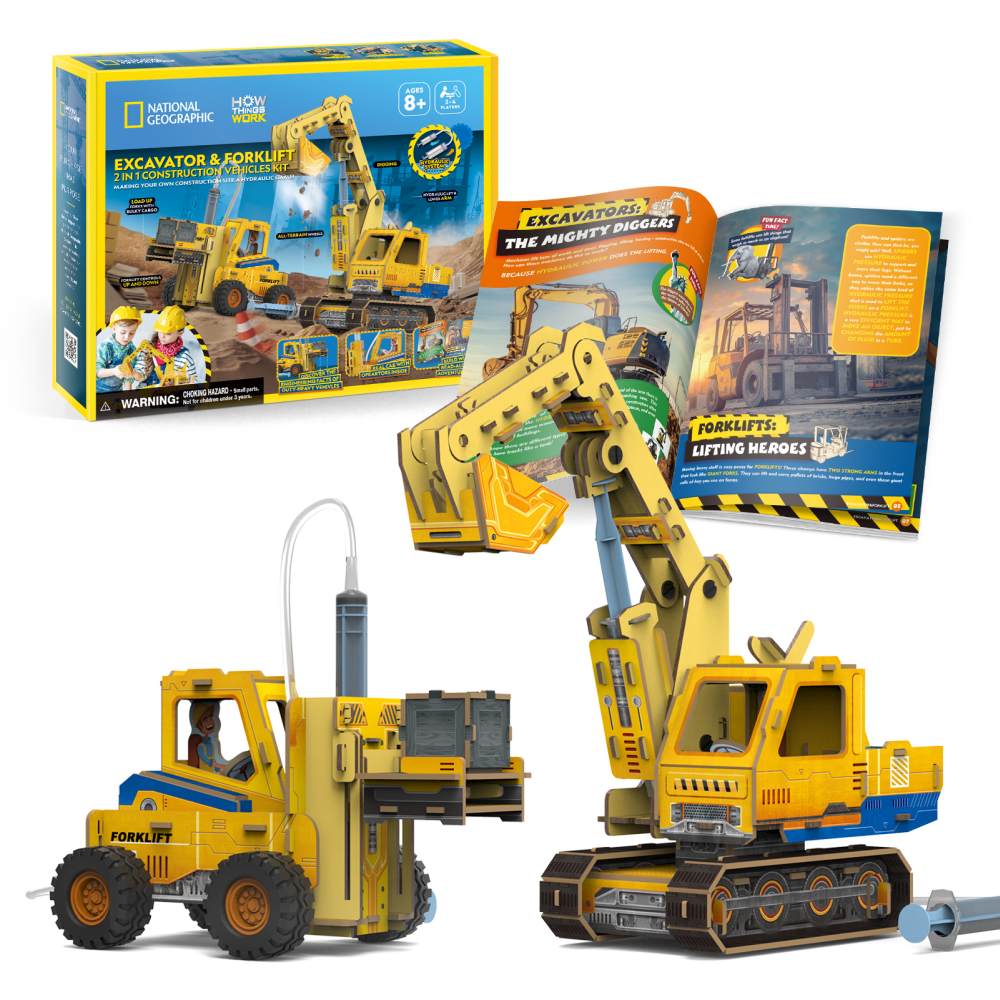 JOC EDUCATIV STEM NATIONAL GEOGRAPHIC PUZZLE 3D EXCAVATOR SI STIVUITOR - CUBIC FUN (CUDS1131h)