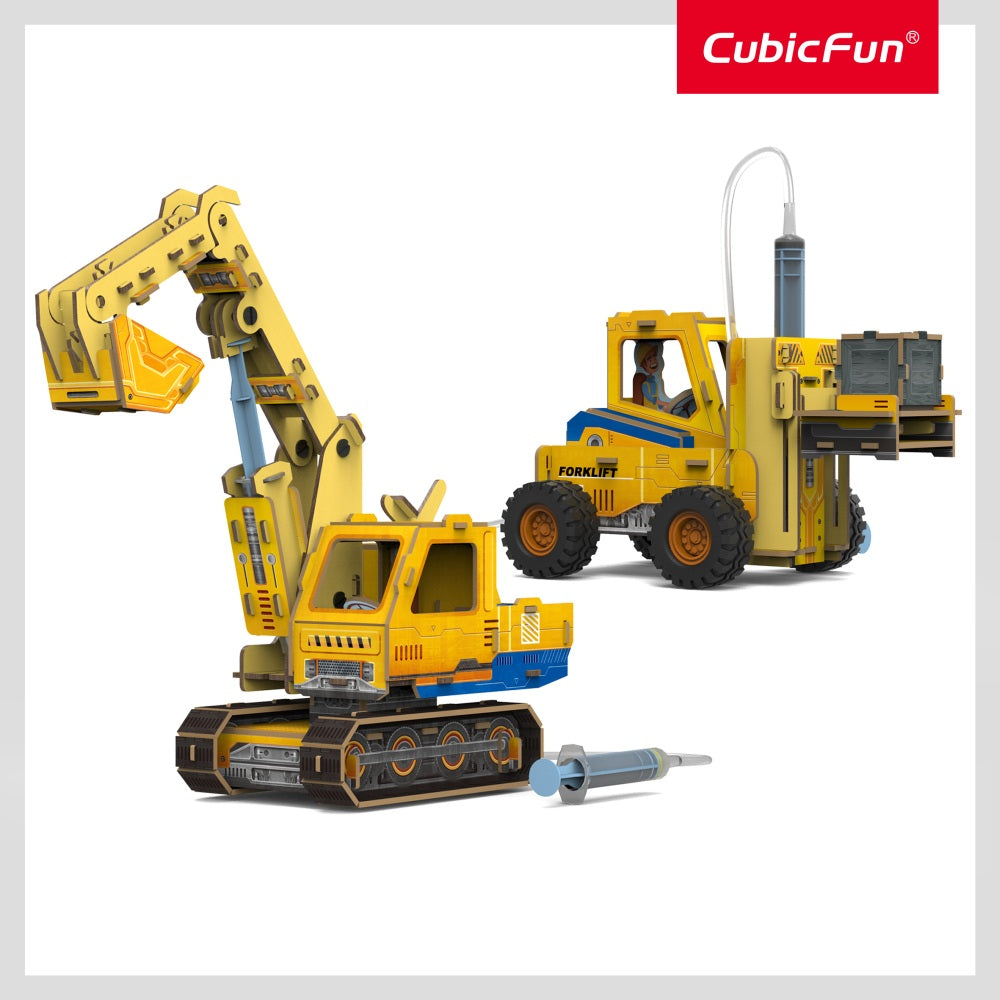 JOC EDUCATIV STEM NATIONAL GEOGRAPHIC PUZZLE 3D EXCAVATOR SI STIVUITOR - CUBIC FUN (CUDS1131h)
