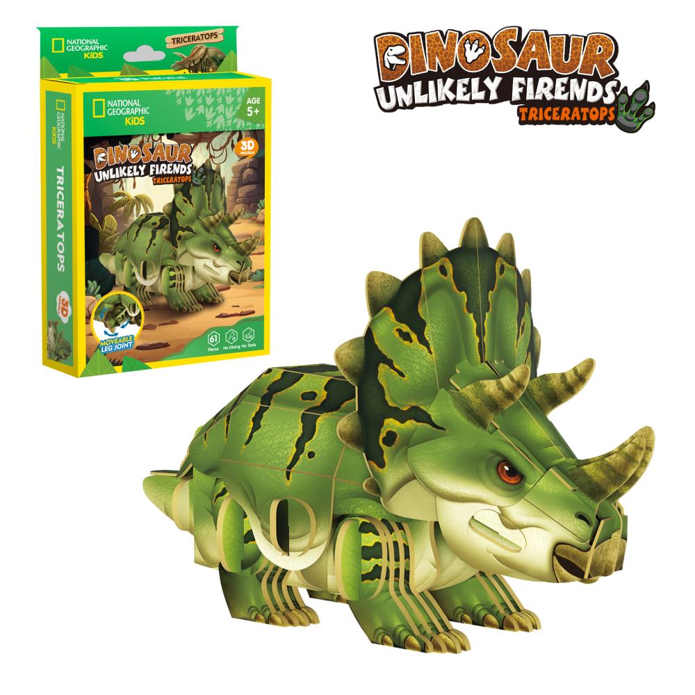 NATIONAL GEOGRAPHIC DINOZAURI PUZZLE 3D TRICERATOPS 61 PIESE - CUBIC FUN (CUDS1168h)