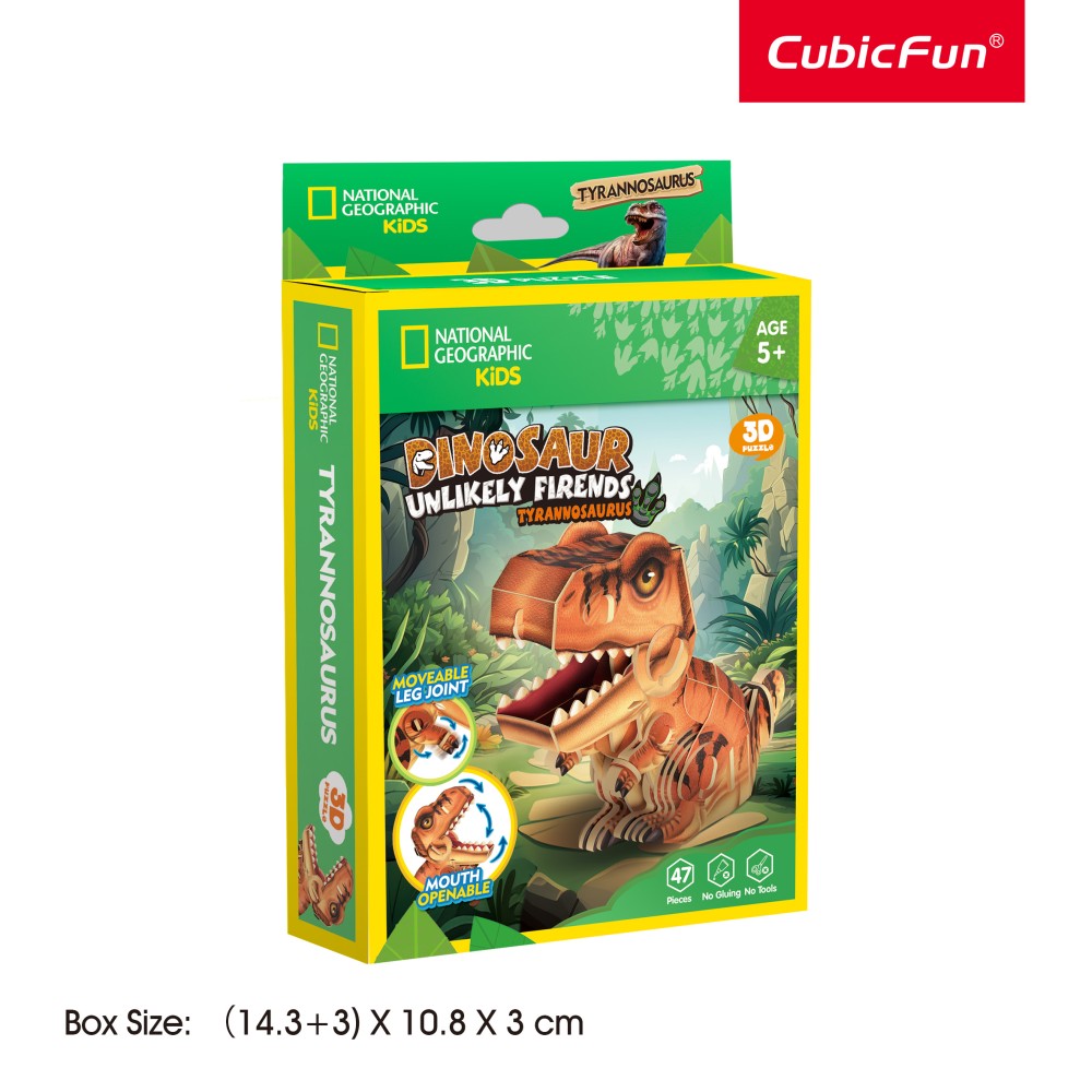 NATIONAL GEOGRAPHIC DINOZAURI PUZZLE 3D TIRANOZAUR 47 PIESE - CUBIC FUN (CUDS1169h)