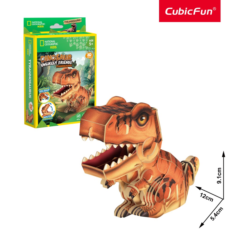 NATIONAL GEOGRAPHIC DINOZAURI PUZZLE 3D TIRANOZAUR 47 PIESE - CUBIC FUN (CUDS1169h)