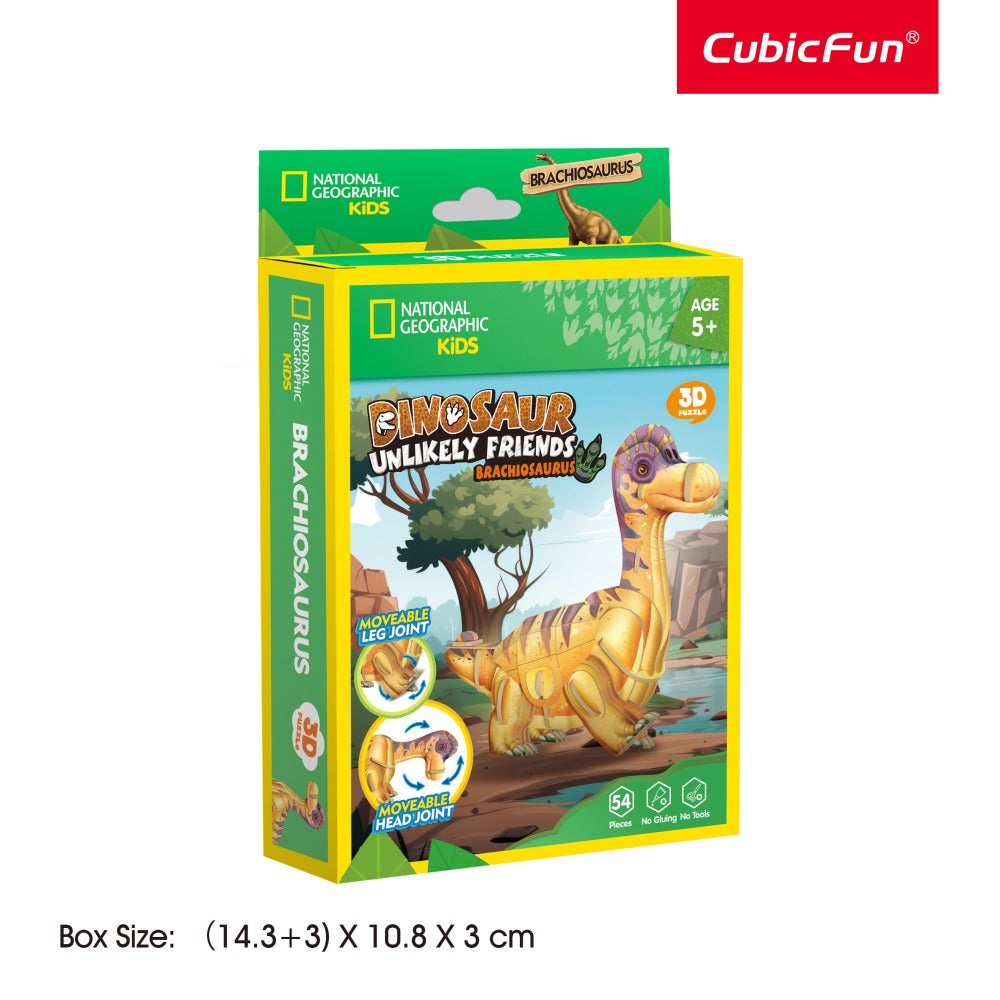 NATIONAL GEOGRAPHIC DINOZAURI PUZZLE 3D BRAHIOZAUR 54 PIESE - CUBIC FUN (CUDS1170h)