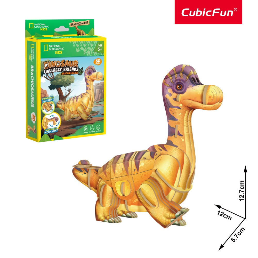 NATIONAL GEOGRAPHIC DINOZAURI PUZZLE 3D BRAHIOZAUR 54 PIESE - CUBIC FUN (CUDS1170h)