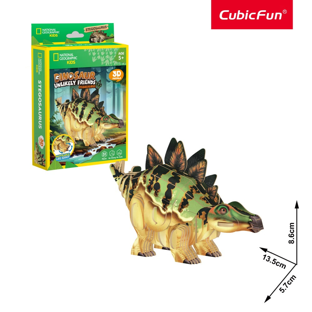 NATIONAL GEOGRAPHIC DINOZAURI PUZZLE 3D STEGOZAUR 51 PIESE - CUBIC FUN (CUDS1171h)
