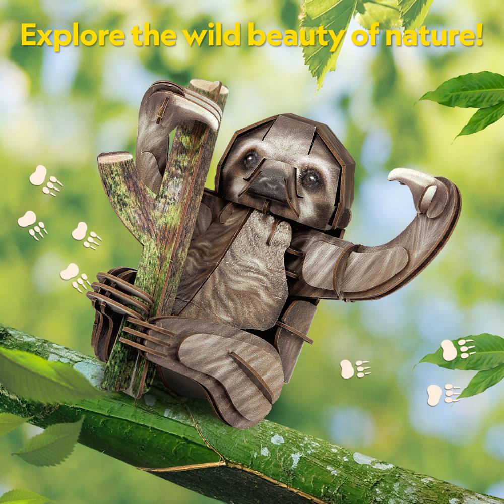 ANIMALE SALBATICE PUZZLE 3D LENES CU TREI DEGETE 52 PIESE - CUBIC FUN (CUDS1175h)