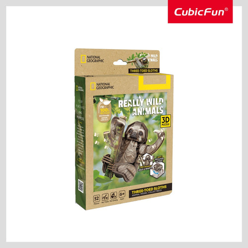 ANIMALE SALBATICE PUZZLE 3D LENES CU TREI DEGETE 52 PIESE - CUBIC FUN (CUDS1175h)