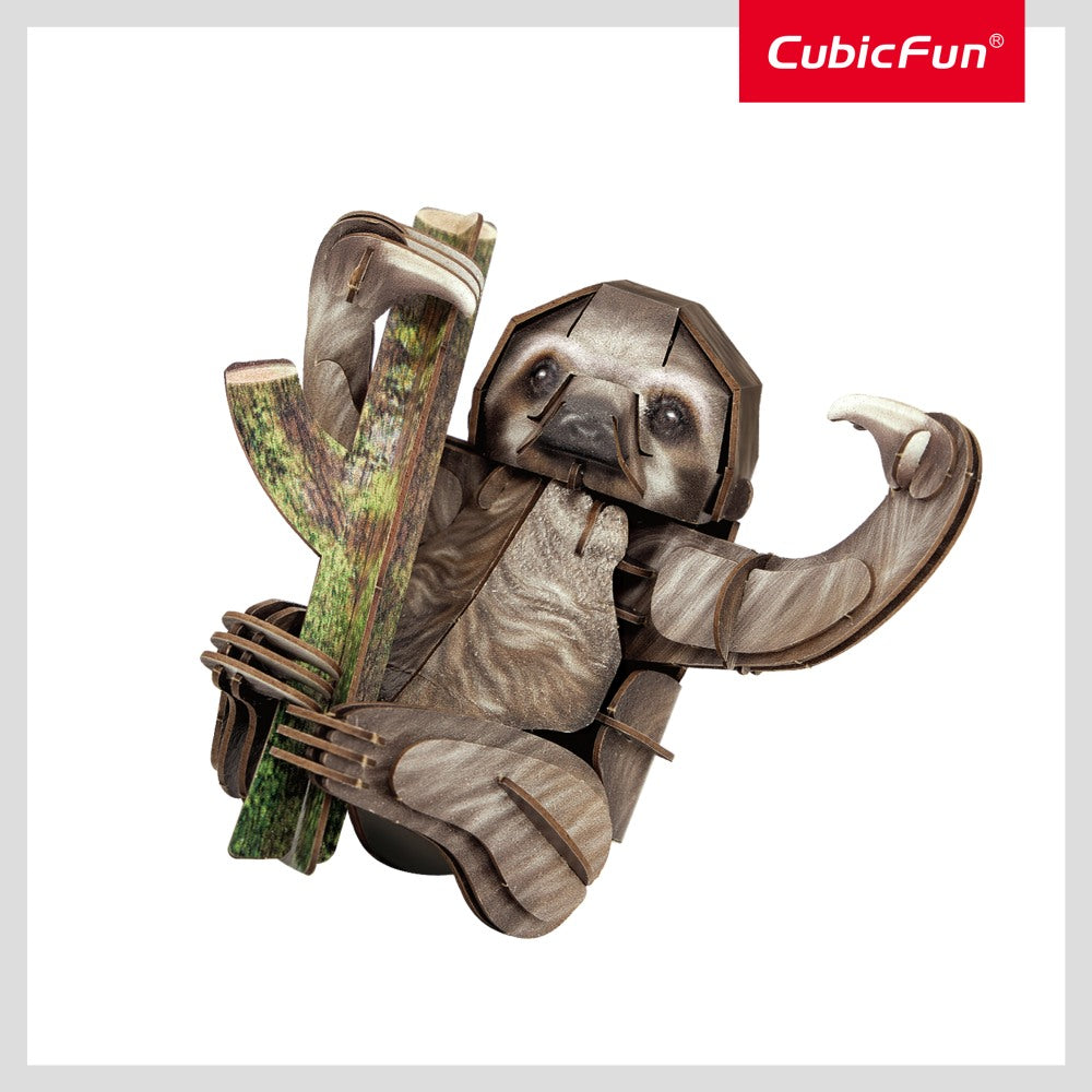 ANIMALE SALBATICE PUZZLE 3D LENES CU TREI DEGETE 52 PIESE - CUBIC FUN (CUDS1175h)