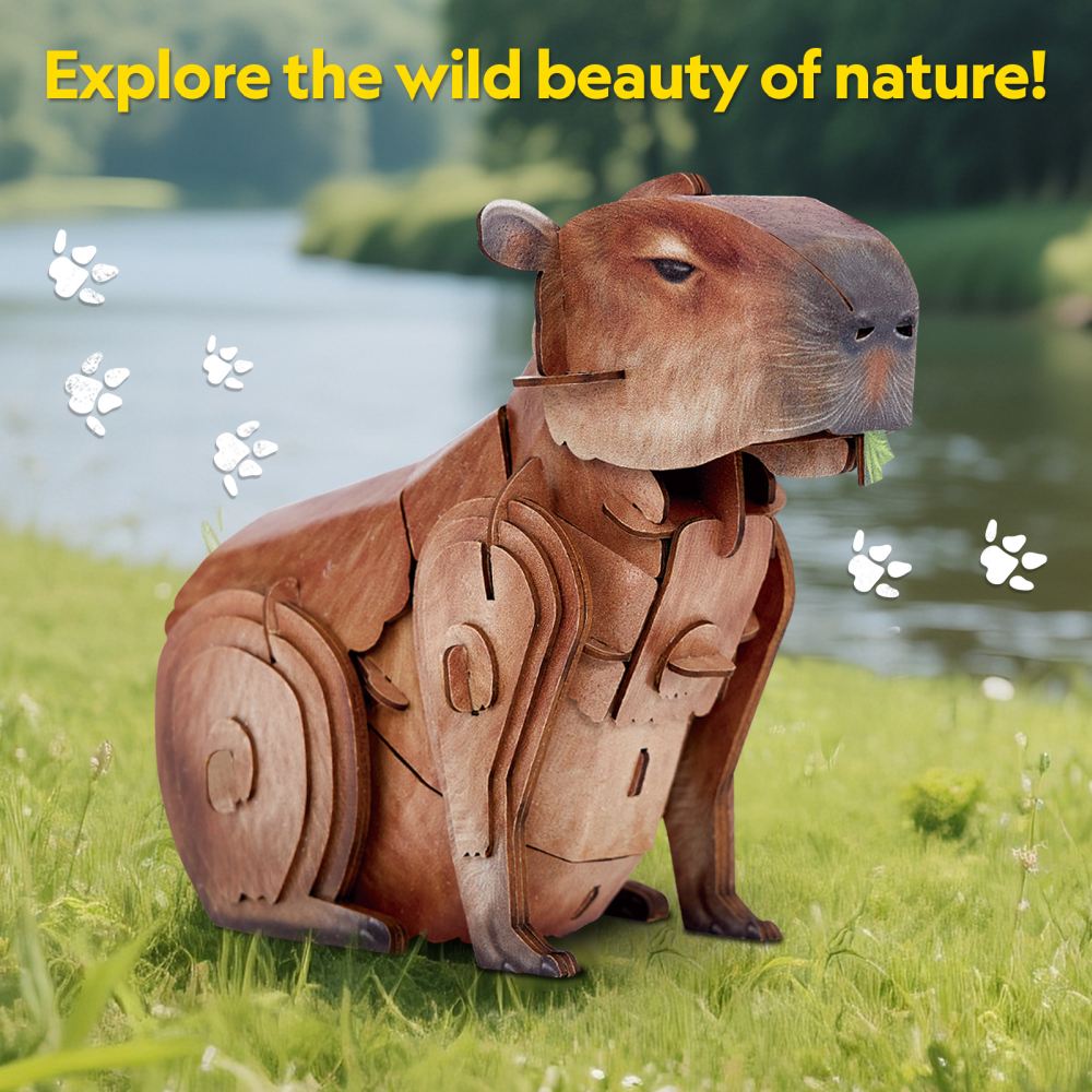 ANIMALE SALBATICE PUZZLE 3D CAPIBARA 56 PIESE - CUBIC FUN (CUDS1177h)