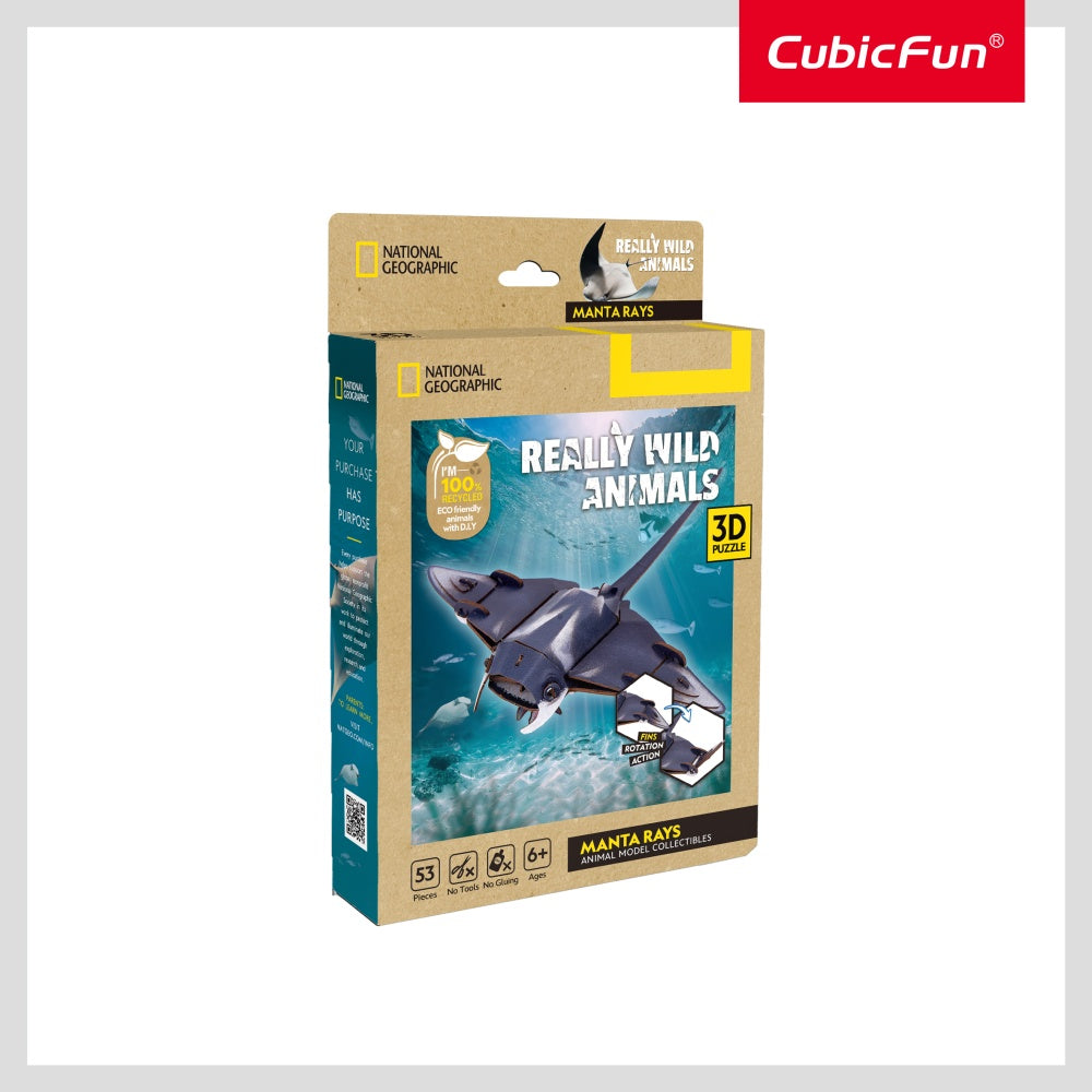 ANIMALE SALBATICE PUZZLE 3D DIAVOL DE MARE 53 PIESE - CUBIC FUN (CUDS1178h)