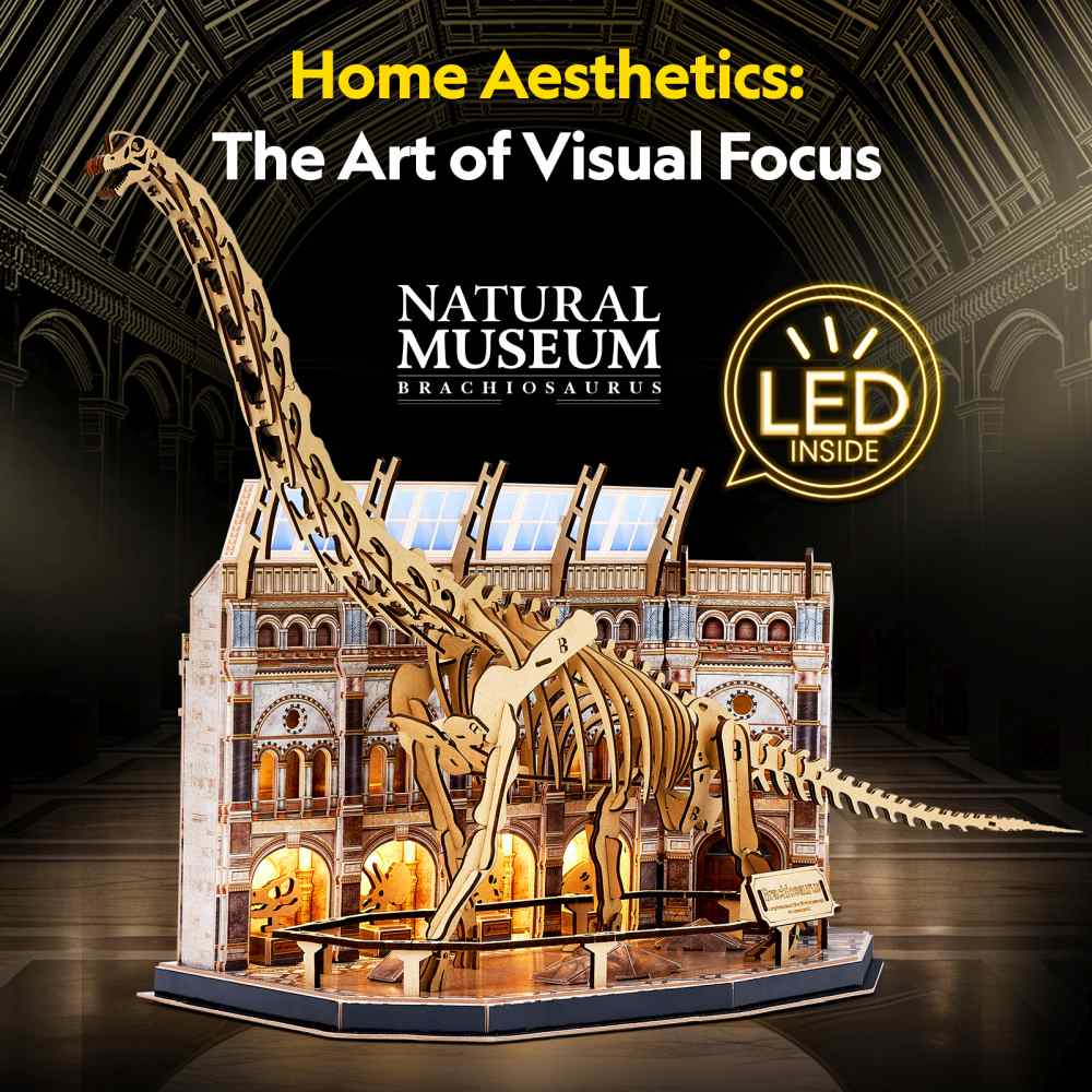 PUZZLE 3D CU LED MUZEUL NATURAL BRACHIOSAURUS 217 PIESE - CUBIC FUN (CUL544h)