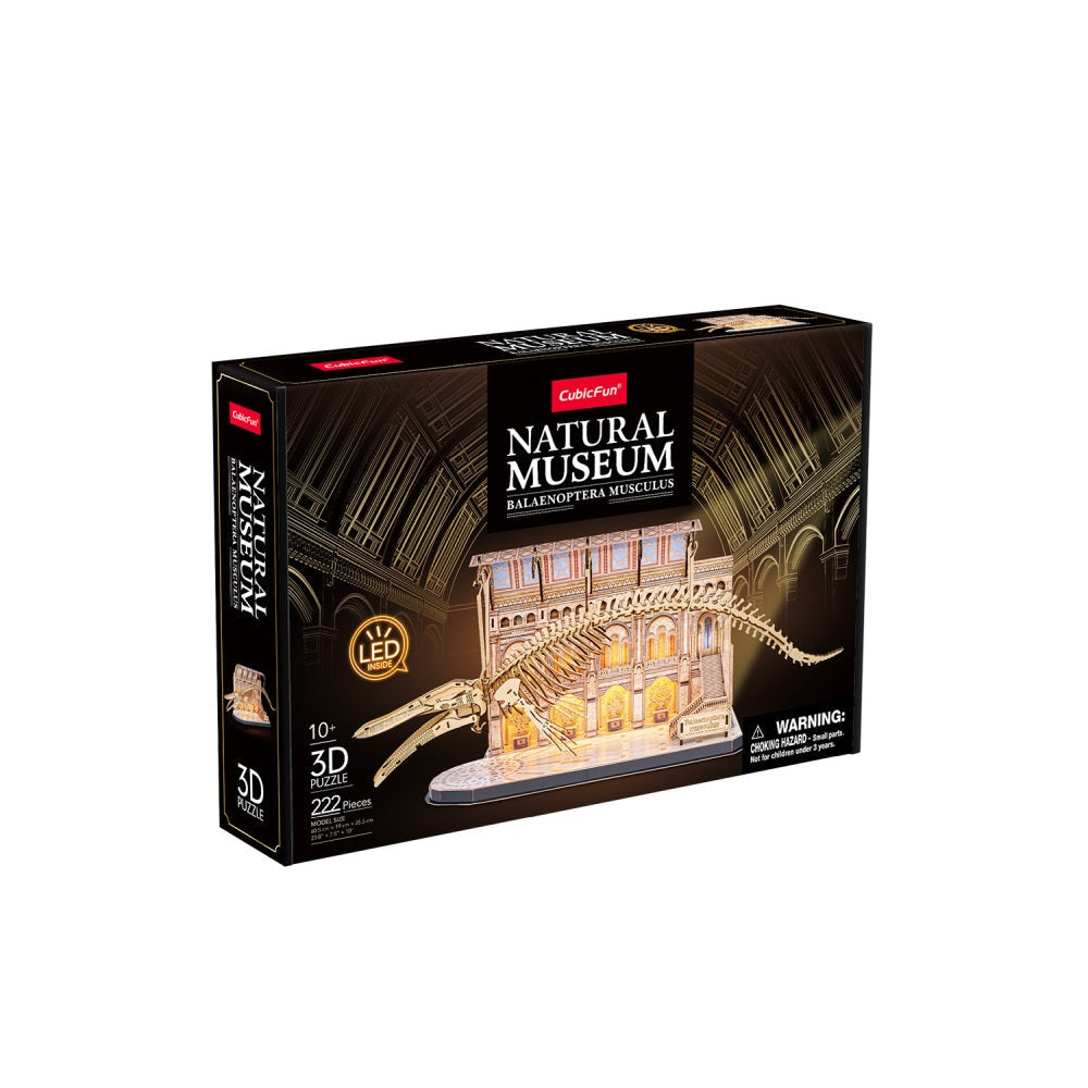 PUZZLE 3D CU LED MUZEUL NATURAL BALENA ALBASTRA 223 PIESE - CUBIC FUN (CUL545h)