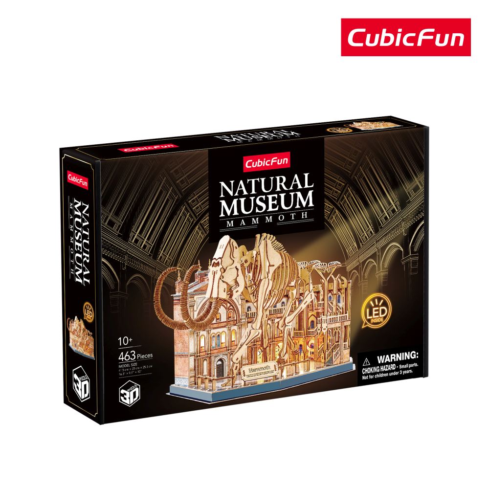 PUZZLE 3D CU LED MUZEUL NATURAL MAMUT 463 PIESE - CUBIC FUN (CUL547h)