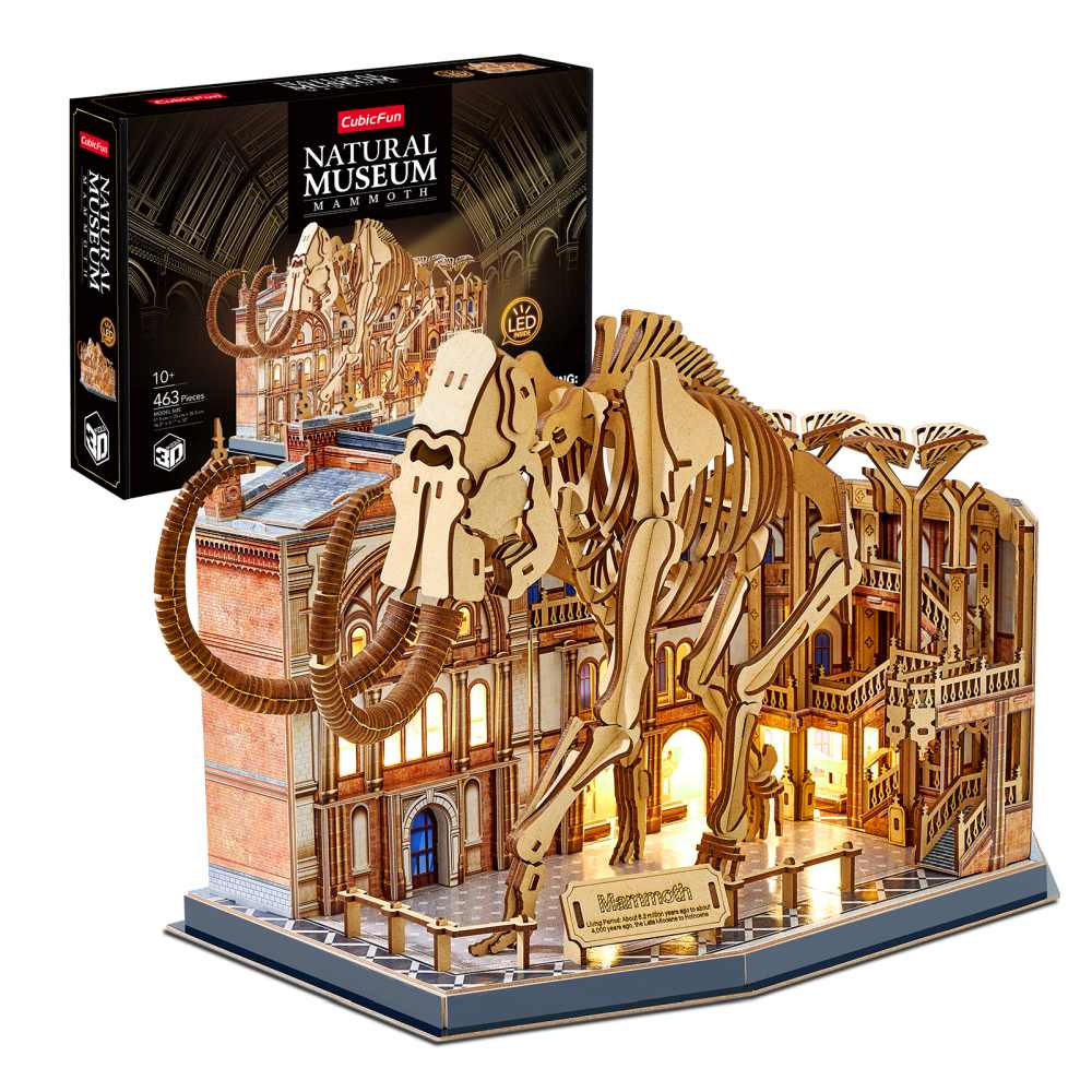 PUZZLE 3D CU LED MUZEUL NATURAL MAMUT 463 PIESE - CUBIC FUN (CUL547h)