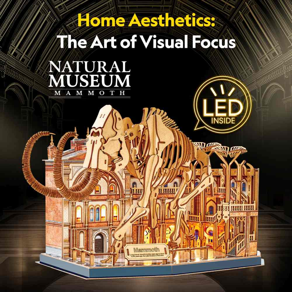 PUZZLE 3D CU LED MUZEUL NATURAL MAMUT 463 PIESE - CUBIC FUN (CUL547h)