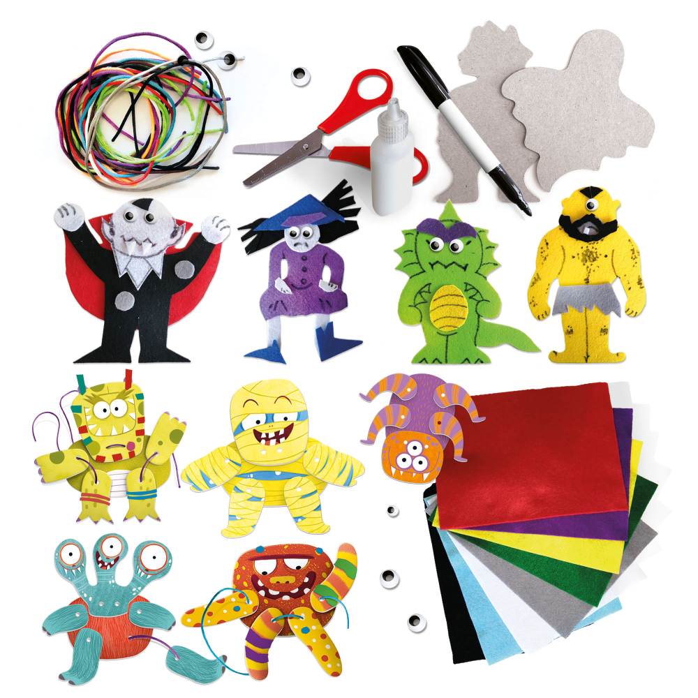 SET DE CREATIE MONSTRI CU DIFERITE TEHNICI CREATIVE 4-8 ANI - HEADU (HE54235)