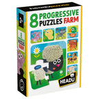 8 FARM ANIMALS PROGRESSIVE PUZZLES - HEADU (HE55515)
