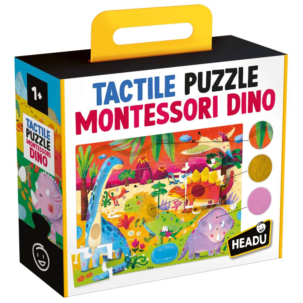MONTESSORI PUZZLE TACTIL DINOZAURI - HEADU (HE56970)