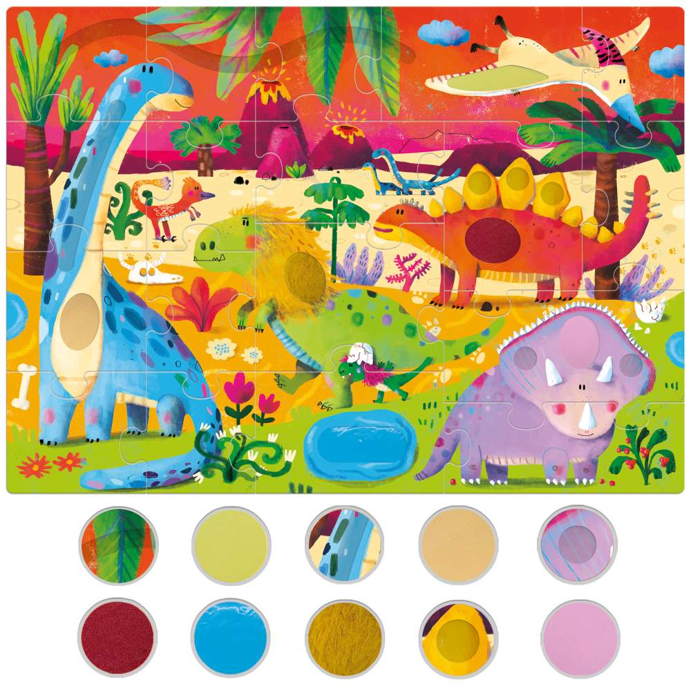 MONTESSORI PUZZLE TACTIL DINOZAURI - HEADU (HE56970)