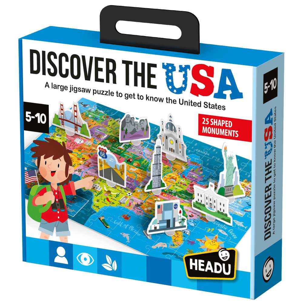 PUZZLE DESCOPERITI STATELE UNITE ALE AMERICII CU 25 DE MONUMENTE 3D - HEADU (HE57946)