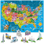 PUZZLE DESCOPERITI STATELE UNITE ALE AMERICII CU 25 DE MONUMENTE 3D - HEADU (HE57946)