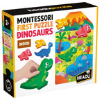 MONTESSORI PRIMUL MEU PUZZLE CU DINOZAURI CE INCLUDE 4 FORME DIN LEMN - HEADU (HE59025)