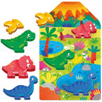 MONTESSORI PRIMUL MEU PUZZLE CU DINOZAURI CE INCLUDE 4 FORME DIN LEMN - HEADU (HE59025)