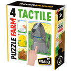 4 PUZZLEURI TACTILE ANIMALE DE LA FERMA CU PIESE MARI PENTRU COPIII DE PESTE 2 ANI - HEADU (HE59063)